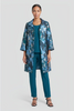 Image of Ming Wang Jacquard Woven Abstract Print Topper - Deep Teal/Tranquil Blue