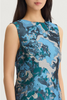 Image of Ming Wang Abstract Jacquard Woven Knee-Length Sheath Dress - Deep Teal/Tranquil Blue