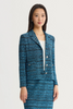 Image of Ming Wang Heritage Fit Button Front Closure Tweed Knit Jacket - Deep Teal/Tranquil Blue
