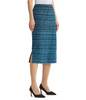 Image of Ming Wang Pull-On Side Slit Tweed Knit Pencil Skirt - Deep Teal/Tranquil Blue