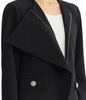 Image of Ming Wang Stretch Deco Crepe Asymmetric Drape Front Zip Jacket - Black