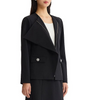 Image of Ming Wang Stretch Deco Crepe Asymmetric Drape Front Zip Jacket - Black