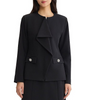 Image of Ming Wang Stretch Deco Crepe Asymmetric Drape Front Zip Jacket - Black
