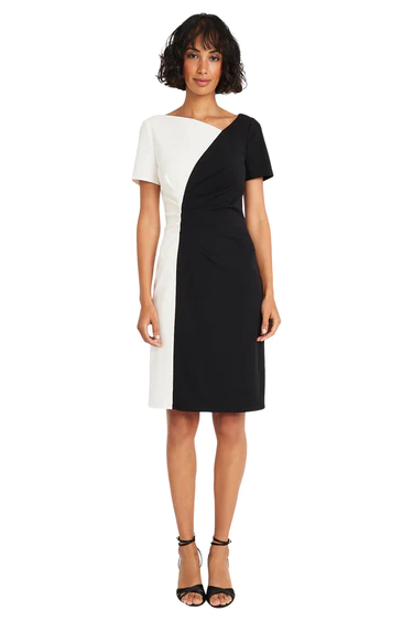 Maggy London Short Sleeve Color Block Sheath Cocktail Dress - Black/White *Take 35% Off*