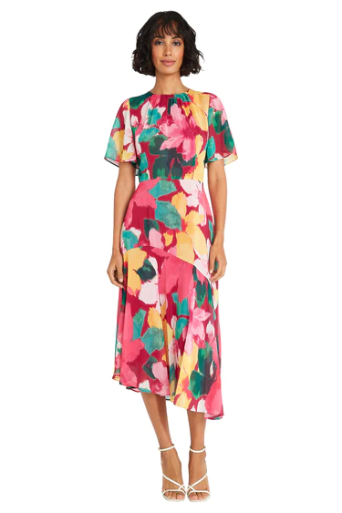 Maggy London Floral Print Asymmetric Dress - Multicolor
