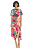 Image of Maggy London Floral Print Asymmetric Dress - Multicolor