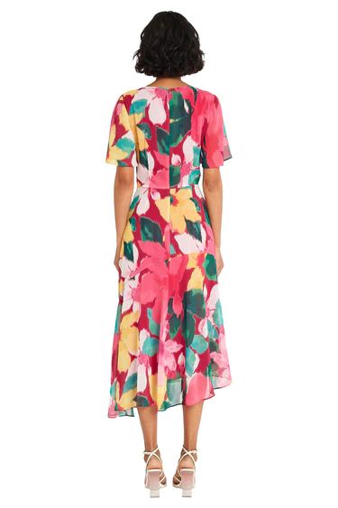 Maggy London Floral Print Asymmetric Dress - Multicolor