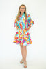 Image of Maude Vivante Zara Button Front Cotton Shirt Dress - Marine Flora Print