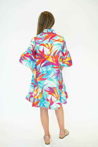 Maude Vivante Zara Button Front Cotton Shirt Dress - Marine Flora Print *Take 35% Off*