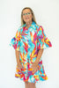 Image of Maude Vivante Zara Button Front Cotton Shirt Dress - Marine Flora Print *Take 35% Off*