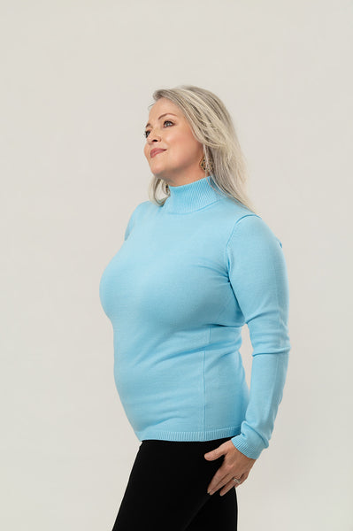 Metric Knits Mock Neck Sweater - Pacific Blue