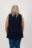 Image of Metric Knits Faux Double Breasted Open Front Sweater Knit Vest - Navy