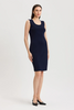 Image of Ming Wang Sleeveless Scoop Neck Sheath Knit Dress - Indigo Blue