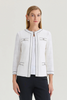 Image of Ming Wang Heritage Tonal Diamond Pattern Contrast Trim Jacket - White/Black
