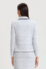 Image of Ming Wang Heritage Faux Double Breasted Eyelash Trim Knit Jacket - White/Indigo