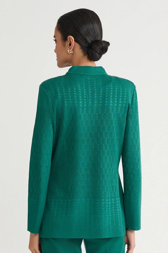 Ming Wang Faux Double Breasted Jacquard Jacket - Green