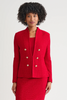 Image of Ming Wang Tailored Tonal Eyelash Tweed Knit Jacket - Holiday Red