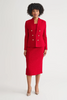Image of Ming Wang Tailored Tonal Eyelash Tweed Knit Jacket - Holiday Red