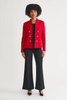 Image of Ming Wang Tailored Tonal Eyelash Tweed Knit Jacket - Holiday Red