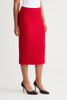 Image of Ming Wang Tonal Eyelash Tweed Knit Midi Skirt - Holiday Red