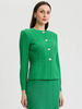 Image of Misook Tailored Tonal Button Front Closure Knit Jacket - Clover Field