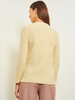Image of Misook Textured Knit Pearl Button Jacket - Pale Gold/White