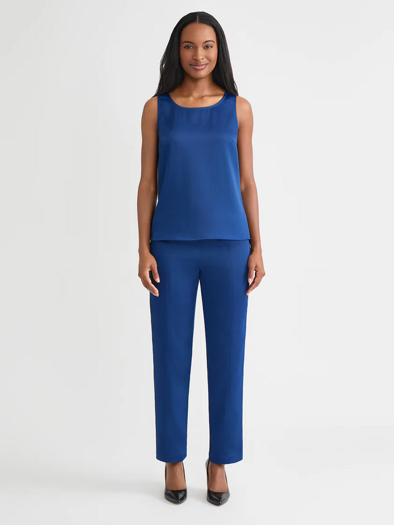 Misook Classic Crepe de Chine Tank Top - Lazuli Blue