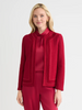 Image of Misook Heritage Tonal Crochet Trim Knit Jacket - Scarlet Red