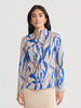 Image of Misook Tailored Multi-Color Abstract Knit Jacket - Biscotti/Aegean/Multicolor