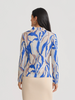 Image of Misook Tailored Multi-Color Abstract Knit Jacket - Biscotti/Aegean/Multicolor