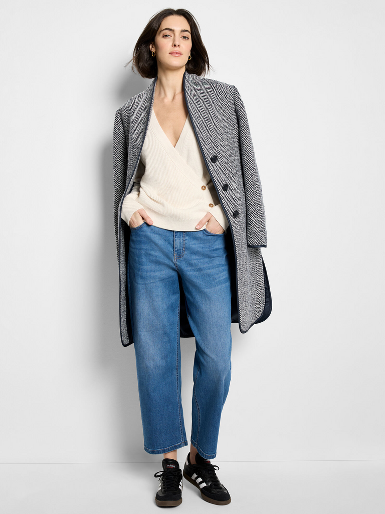 NIC+ZOE Shaker Stitch Wrap Sweater - Classic Cream