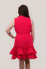 Image of Steven Guy Sleeveless Mock Neckline Bubble Hem Self Tie Belted Dress - Azalea Pink