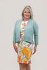 Image of Steven Guy 3/4 Sleeve Open Front Lightweight Shrug - Misty Aqua