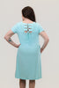 Image of Steven Guy Short Sleeve Jersey Knit Lattice Back Trapeze Dress - Robin Egg Blue