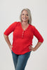 Image of Nally & Millie 3/4 Sleeve Henley Top - Red