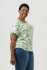 Image of Nally & Millie Short Sleeve Pointelle Knit Lime Print Top - White/Green