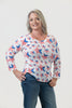 Image of Nally & Millie American Star Print Lightweight Knit Top - White/Multicolor