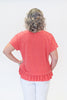 Image of Nally & Millie Short Sleeve Round Neck Peplum Hem Top - Aurora Red