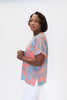 Image of Nally & Millie Floral Print Round Neck Dolman Sleeve Top - Turquoise/Orange *Take 25% Off*