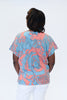 Image of Nally & Millie Floral Print Round Neck Dolman Sleeve Top - Turquoise/Orange