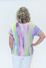 Image of Nally & Millie Brushtroke Print Round Neck Dolman Sleeve Top - Purple/Multicolor