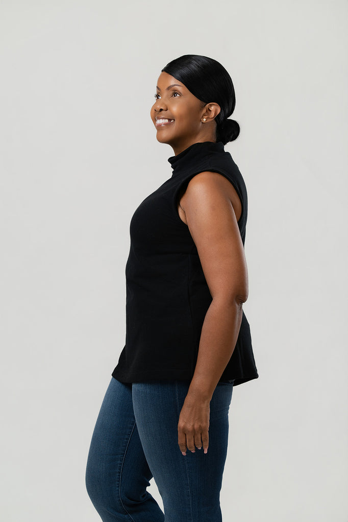 Nally & Millie Mock Neck Knit Tank Top - Black