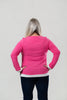 Image of Nally & Millie Contrast Accented Long Sleeve Crew Neck Top - Magenta