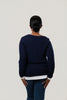 Image of Nally & Millie Contrast Accented Long Sleeve Crew Neck Top - Blue Night