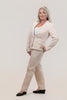 Image of Steven Guy Faux Double Breasted Neutral Stripe Pant Suit - Beige/White