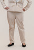 Image of Steven Guy Faux Double Breasted Neutral Stripe Pant Suit - Beige/White