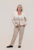 Image of Steven Guy Faux Double Breasted Neutral Stripe Pant Suit - Beige/White