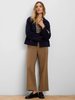 Image of NIC+ZOE Elbow Sleeve Angled Jacquard Knit Sweater - Navy/Tan/Multicolor