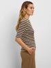 Image of NIC+ZOE Elbow Sleeve Angled Jacquard Knit Sweater - Navy/Tan/Multicolor