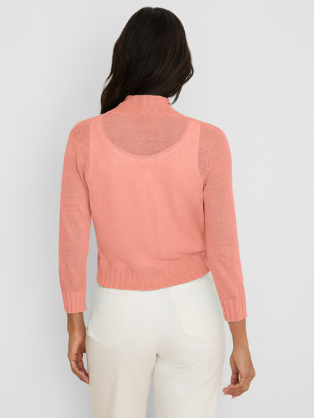 NIC+ZOE Rib Trim Open Front Lightweight Knit Bolero Cardigan